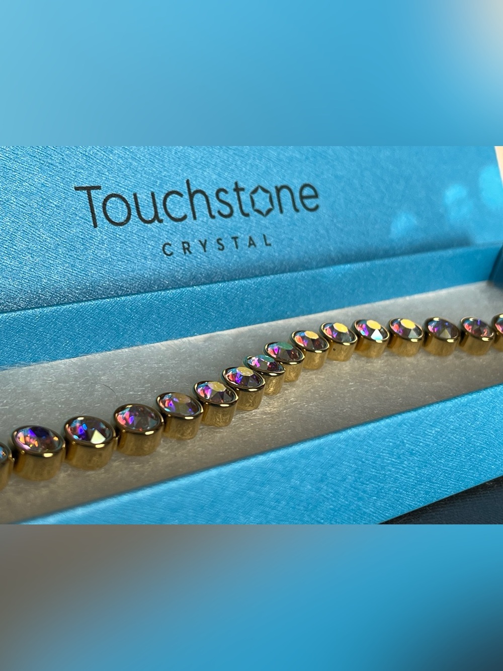 Touchstone Crystal Golden Aurora Borealis Crystal Ice Bracelet - Picture 3 of 12